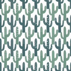 Cactus seamless vector illustration. Hand draw cactus set. Cactus plant natural elements.