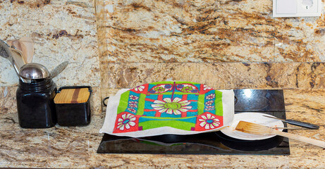 FISH PAELLA COVERED WITH A CLOTH