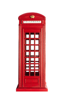 Isolated british phone booth statuette.