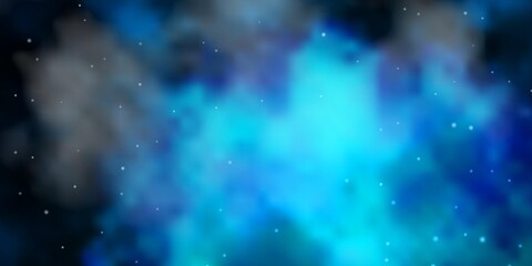 Dark BLUE vector background with colorful stars. Blur decorative design in simple style with stars. Theme for cell phones.