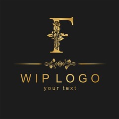 Classic vector logo with color. Gold capital letter.