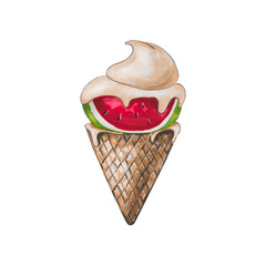 Hand painted Watermelon for fresh design. Watermelon Ice cream