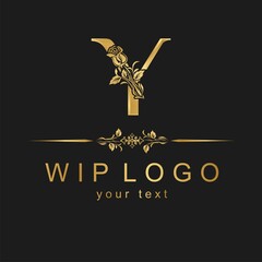 Elegant stylish logo with a pattern. Retro logo with the decor.