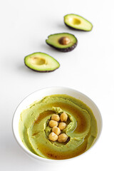 Homemade avocado and chickpea hummus