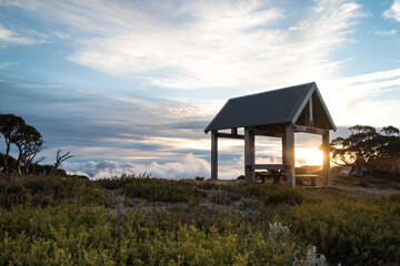 sunset on top of the mountain