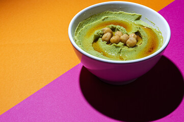 Homemade avocado and chickpea hummus