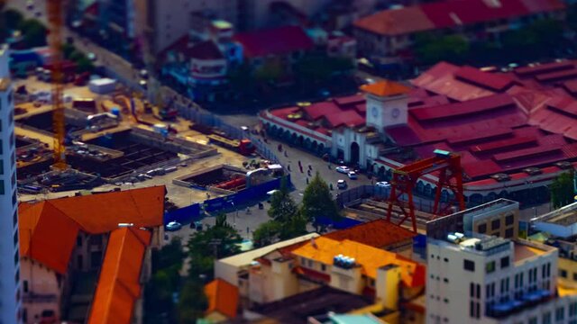 A timelapse of the miniature street at Ben Thanh market in Ho Chi Minh Vietnam tiltshift zoom