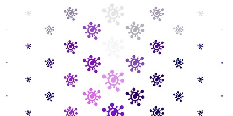 Light Purple vector background with covid-19 symbols.