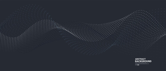 Dark abstract background with flowing particles. Digital future technology concept. vector illustration.	
