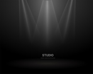 Dark room with studio light background vector.