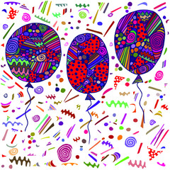 Vector illustration of festive colored balloons with asymmetrical elements.