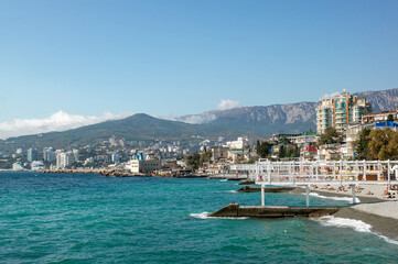 Landscape view of the mountain AI-Petri, Yalta, Crimea. Seascape