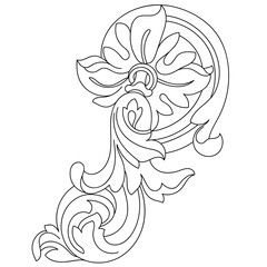 Vintage baroque ornament, corner. Retro pattern antique style acanthus. Decorative design element filigree calligraphy vector. - stock vector