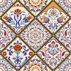 Seamless colorful patchwork. Vintage multicolor pattern in turkish style. Hand drawn background. Islam, Arabic, Indian, ottoman motifs. vector