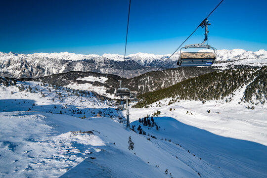 Ski lift on mountain Acherkogel in Austria