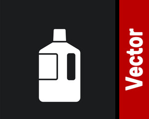 White Big bottle with clean water icon isolated on black background. Plastic container for the cooler. Vector Illustration