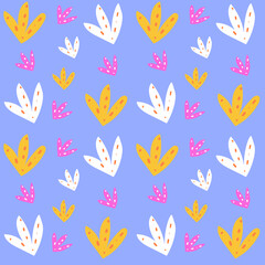 Seamless vector pattern with flowers in Scandinavian style on a blue background. design of wrapping paper, textile, print.