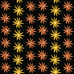 Seamless vector pattern with flowers in Scandinavian style on blac background. design of wrapping paper, textile, print.