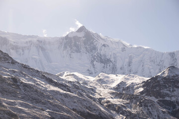 Fototapeta na wymiar View of Tilicho mountain on the way to Tilicho base camp. Manang. Nepal