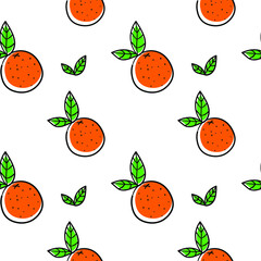 Seamless vector pattern with orange on white background. design of wrapping paper, textile, print.