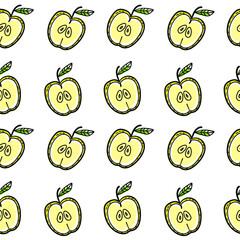 vector illustration with apple on a white background. fruit illustration. funny inscription.design of wrapping paper, textile, print, logo, element.