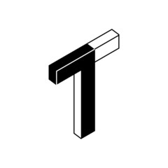 3d logo template. Letter t with numeral one. Simple logo for company.