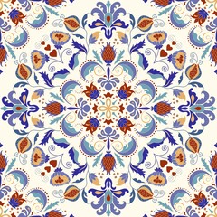 Seamless colorful pattern with mandala. Vintage decorative element. Hand drawn pattern in turkish style. Islam, Arabic, Indian, ottoman motif. Vector illustration