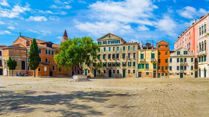 Beautiful square with traditional Italian architecture in the city of Venice