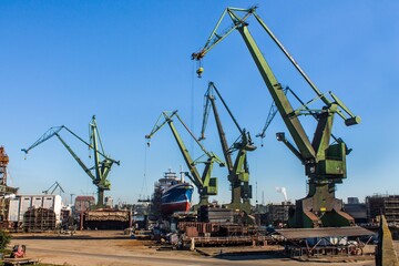 Fototapeta na wymiar Ship is being repaired at the shipyard