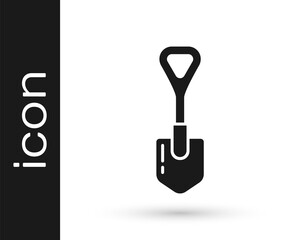 Grey Shovel icon isolated on white background. Gardening tool. Tool for horticulture, agriculture, farming. Vector Illustration
