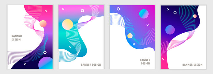 Set of modern colorful templates with gradient for banners, cards, posters, brochures, presentations, covers, flyers. vector illustration. Space design.