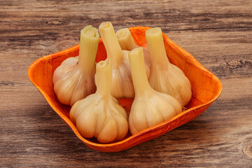 Marinated garlic in the bowl