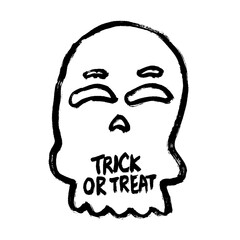 Halloween Greeting Label, Hand Drawn Skull, Hand-Drawn Typography, Vector Design