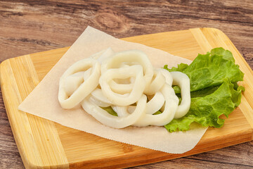 Raw squid rings for cooking