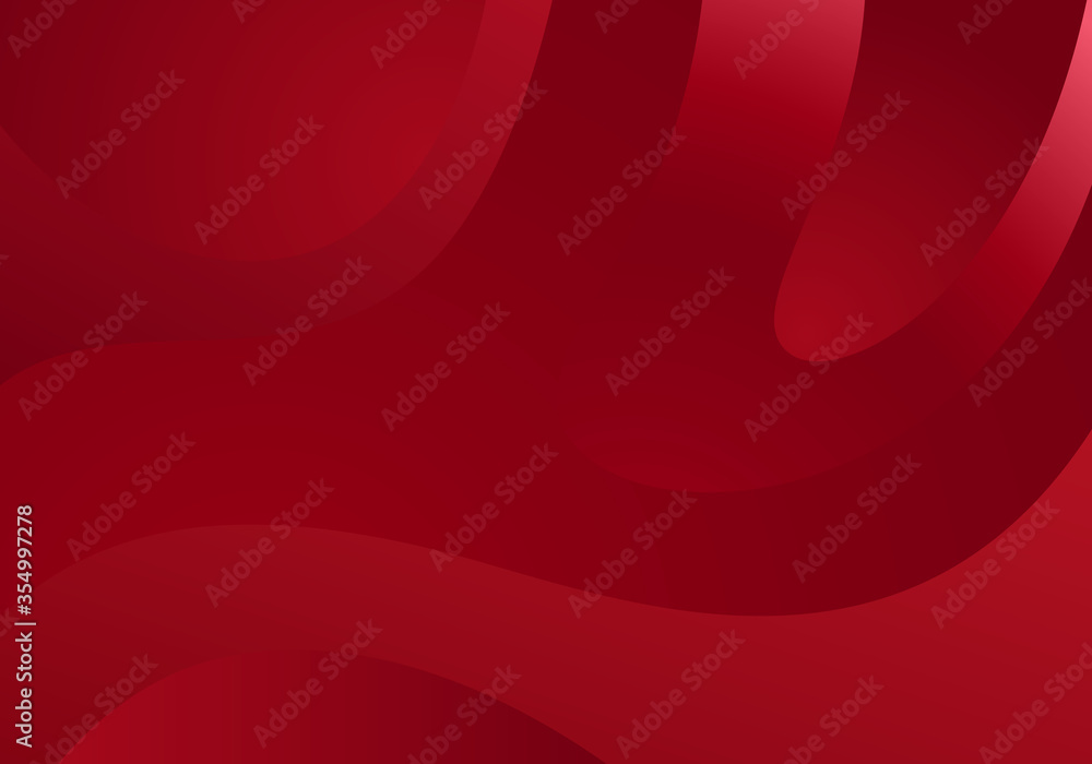 Poster Red Minimalist Background with Waves. Vector Ruby Pattern