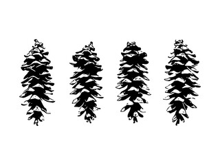 Set of cone silhouettes on white background