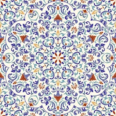 Seamless colorful pattern with mandala. Vintage decorative element. Hand drawn pattern in turkish style. Islam, Arabic, Indian, ottoman motif. Vector illustration