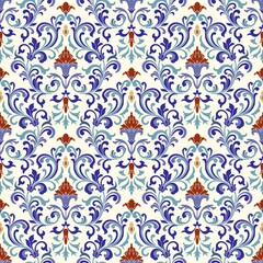  Seamless Turkish colorful pattern. Vintage multicolor pattern in Eastern style. Seamless damask background  for ceramic tile, wallpaper, linoleum, textile, web page background. Vector