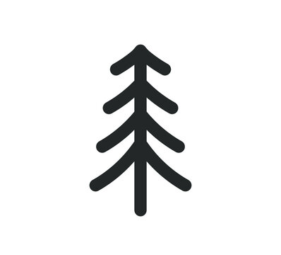 spruce coniferous tree icon shape silhouette. Camping nature logo symbol sign. Vector illustration image. Isolated on white background.