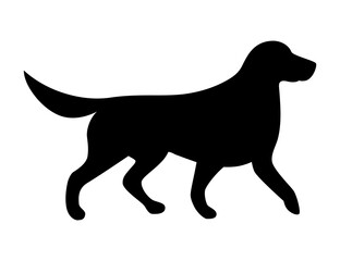 Dog silhouette. Labrador Retriever running in side view.