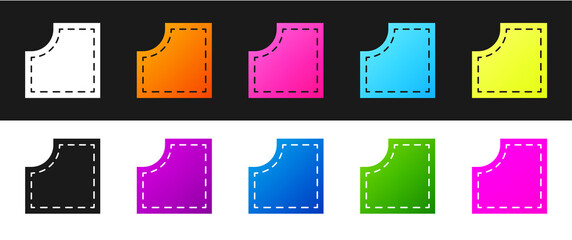 Set Sewing Pattern icon isolated on black and white background. Markings for sewing. Vector Illustration