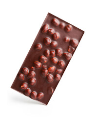 broken dark chocolate with hazelnuts