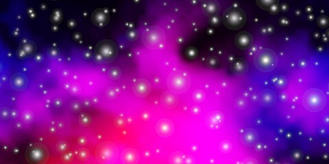 Dark Pink, Blue vector background with colorful stars. Blur decorative design in simple style with stars. Design for your business promotion.