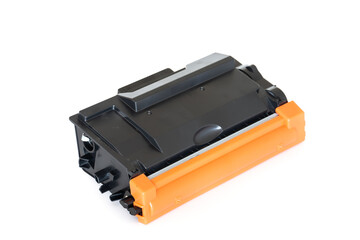Laser printer drum and toner cartridge on white background