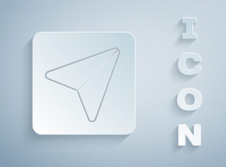 Paper cut Infographic of city map navigation icon isolated on grey background. Interface concept design. Geolocation concept. Paper art style. Vector Illustration