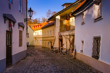 Fototapeta premium Romantic narrow street in New World, Prague