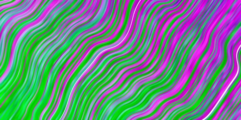 Light Pink, Green vector pattern with wry lines. Colorful illustration in abstract style with bent lines. Pattern for websites, landing pages.