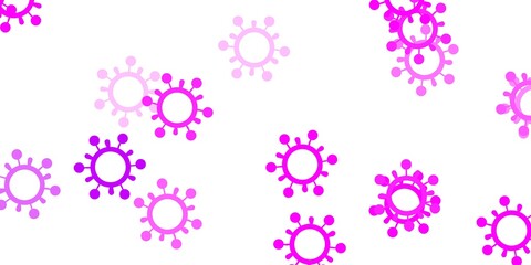 Light pink vector backdrop with virus symbols.