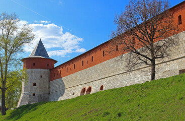 The exterior of the Kremlin wall in Zaraysk town. Cultural heritage of the Middle Ages (16th century) in the Moscow region, Russia.  © Вера Тихонова