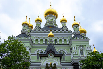 View main Cathedral in the Holy Intercession female Convent in the city of Kiev, Ukraine.